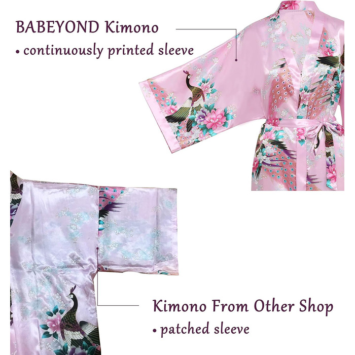 Халат жіночий BABEYOND з принтом павича, довгий, шовковий сатин, кімоно, для дому та відпочинку