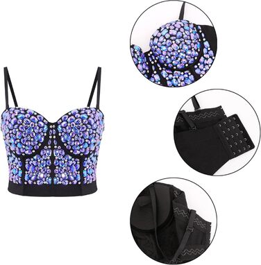 Жіночий бюстгальтер-корсет Naimo з блискітками та стразами, push-up, топ, камі, для вечірок та клубів, блакитний