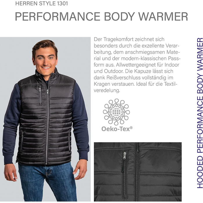 Чоловічий утеплений жилет з капюшоном HRM Performance Body Warmer, легкий нейлоновий Outdoor жилет (100 г/м²), темно-синій (Navy)
