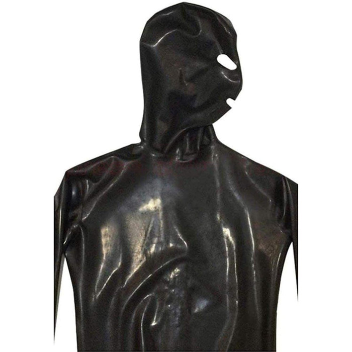 Чоловічий костюм для ролевих ігор з шкіри, чорний, з відкритим носом. Костюм для ролевих ігор, скін-сьют, для чоловіків.