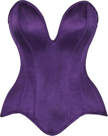 Корсет Daisy Corsets з кісточками, суцільнокроєний, з атласу, з пуговою застібкою, з високою талією, фіолетовий (2X)