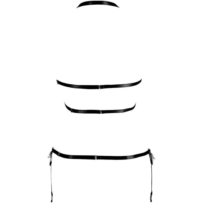 Комплект жіночий: бюстгальтер-корсет, спідниця-рок, стрінги, ремінь, чорний, для танців, Хелловін