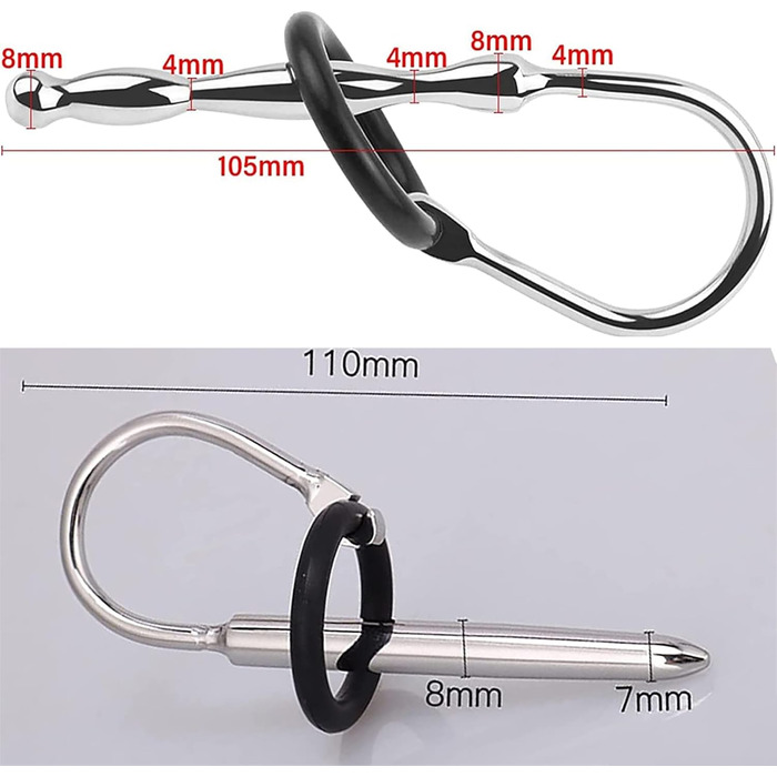 Набір з 6 шт. сталевих дилататорів для чоловіків (25 мм, 30 мм) з кільцем, для простати, мастурбації, срібло