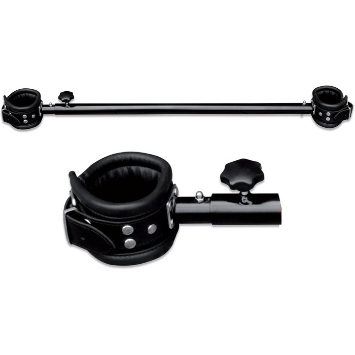 Спрейзер металевий регульований чорний, спрейзер для ніг з шкіряними фіксаторами для ніг, з підкладкою