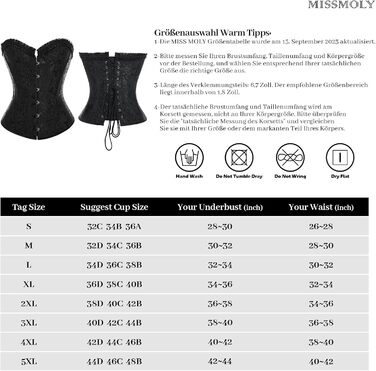 Корсет жіночий Miss Moly, вінтажний, повний бюст, класичні кольори, мереживо, бант, з принтом G-Tanga, чорний, на блискавці