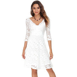 Сукня Atnlewhi жіноча вінтажна з мереживом, квітковий дизайн, без бретелек, елегантна, трапецієподібна, міні, для вечірки, коктейлю, весілля, білий, розмір M