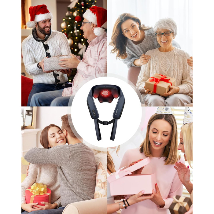 Масажер для шиї та плечей COMFIER 2026 з 4D Shiatsu, бездротовий глибокий масажер з графенним підігрівом для спини, темно-синій