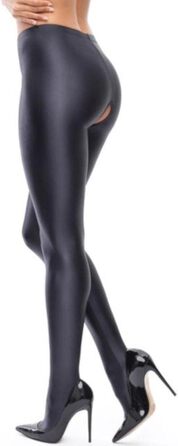 Чорні панчохи з ефектом вологого блиску Miss O, розмір XL