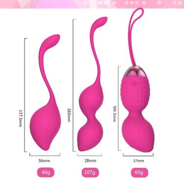 М'яч для Кегеля 2-в-1 з вагами та масажером Ben Wa Balls, для початківців, тренування м'язів тазового дна (рожевий)