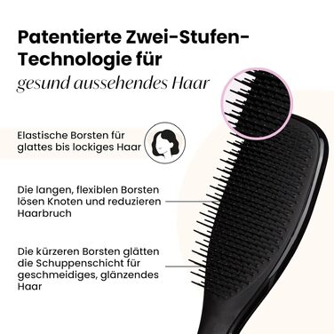 Щітка для волосся Tangle Teezer Ultimate Detangler для вологого та сухого волосся, розплутувальна щітка для всіх типів волосся, чорна