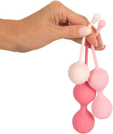 Набір для тренування м'язів тазового дна Orion Liebeskugel - інтенсивний набір з 3 шт. з рельєфною структурою, обертаються всередині, для початківців та досвідчених користувачів, рожевий