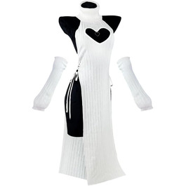 Костюм Чонгсам KORURACLUB Love: Преміум якість, білий/чорний, Cosplay, нижня білизна, S-M