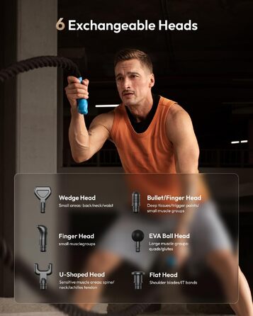Міні-перкусійний масажер з функцією підігріву, 9 рівнів швидкості, 4000 об/хв (V-WMG04)