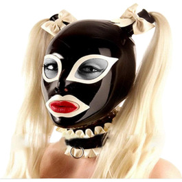 Латексна маска для BDSM, фетіш, бондж, косплей - з мереживом, для тематичних вечірок та Хелловін