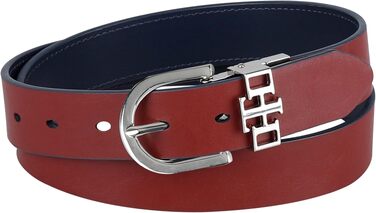 Двосторонній шкіряний ремінь Tommy Hilfiger для чоловіків Casual (розмір M, темно-синій/червоний) з сріблястою пряжкою