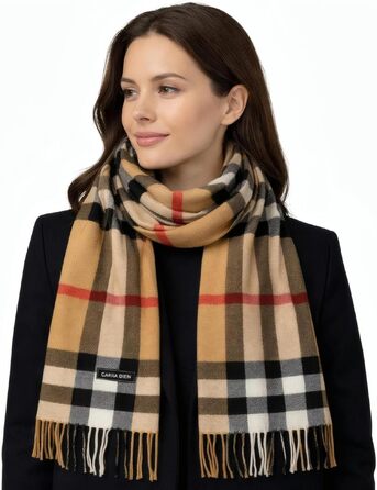 Унісекс шарф у клітинку KARMA.DIEM London Style, м'який зимовий шарф Classic Brown Plaid, 35x170 см