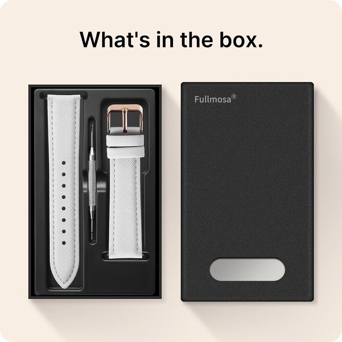 Ремінець Fullmosa з комбінованої шкіри для Garmin Vivoactive 6/5/4, Venu SQ та Samsung Galaxy Watch 7/6/5/4 FE (18мм, білий з рожево-золотою застібкою)