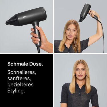 Фен для волосся Braun Haartrockner HD4.2 з дифузором та насадкою для стайлінгу, технологія Super IONTEC, 2100 Вт, 3 температури та 3 швидкості, чорно-сірий, BRHD425E
