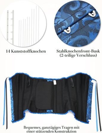 Корсетний топ SZIVYSHI для жінок: повний бюст, готичний стиль, вінтажний корсет, бюстгальтер-корсет, чорний, синій, XS