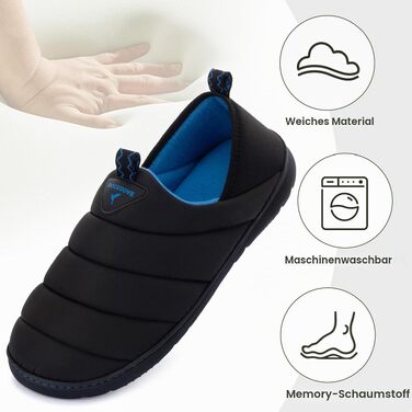 Чоловічі домашні капці-лофери RockDove Pufflite двоколірні, стібані, з підошвою для дому та вулиці, розмір 43 EU, чорно-сині