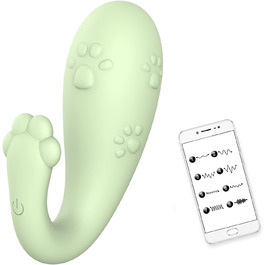 Вібратор для жінок з Bluetooth, пульсація, 8 частот, дистанційне керування, силікон. Підходить для пар. Зелений колір