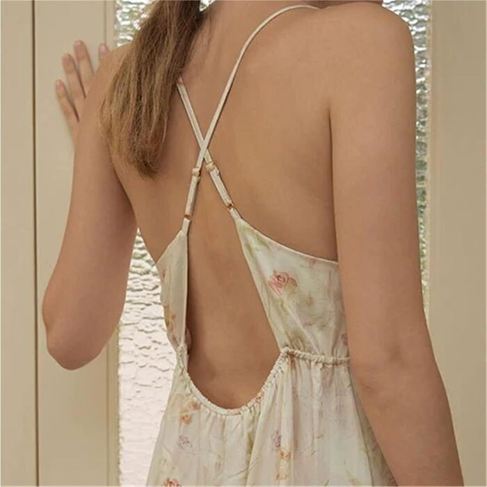 Нічна сорочка для жінок PBHGMGEBLV - сексуальна піжама з відкритим верхом та шлейками, біла, розмір M (52.5~60кг)