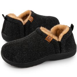 Чоловічі теплі зимові капці LongBay з ефектом пам'яті (Memory Foam), закриті домашні тапочки, чорні, розмір 42/43 EU