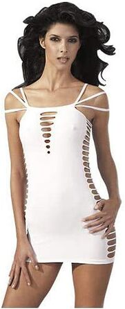 Міні-сукня для вечірки з еротичним дизайном у сітці, біла - розмір S/M