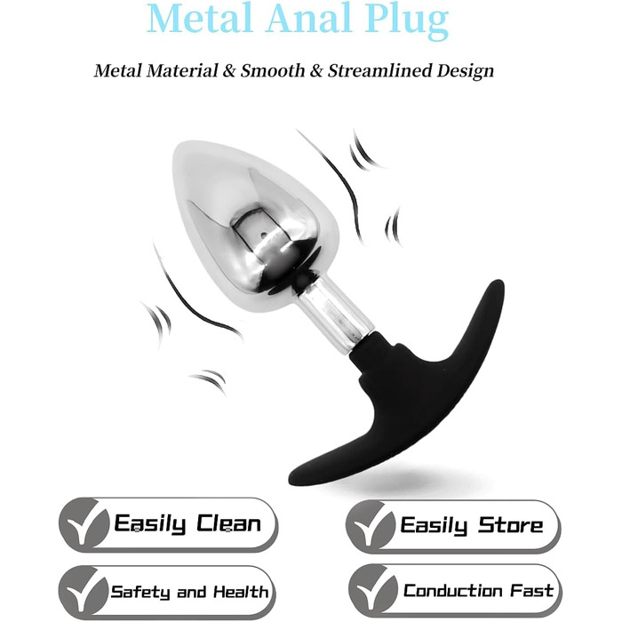 Набір анальних засобів для стимуляції: сталевий Butt Plug, дилататор, масажер простати, для пар, SM bondage