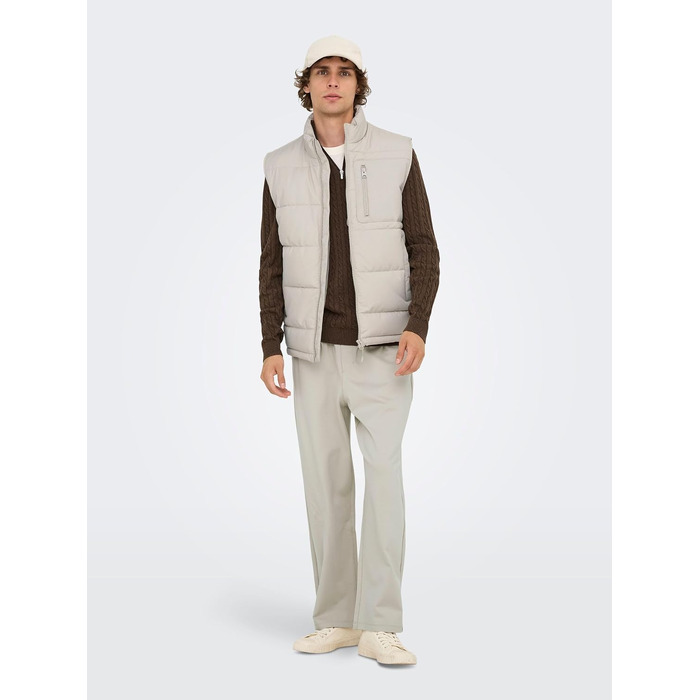 Чоловічий стібаний жилет Only & Sons Onsjake Quilted Vest Otw, сріблястий