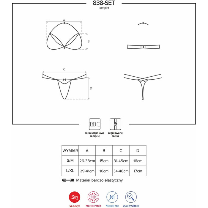 Obsessive: Комплект спідньої білизни Obsessive (Стрінг та бюстгальтер без бретелів) з глибоким вирізом, червоний, мереживний, прозорий, з бантиками, розмір S/M