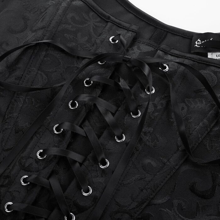 Корсет-жилет Steampunk SCARLET DARKNESS чорного кольору з мереживом, середньовічний стиль, розмір 38, жаккард