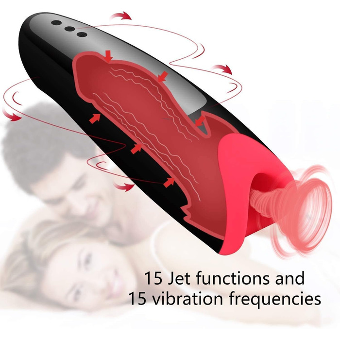 Вібратор для чоловіків з підігрівом та функцією Jet, 15 режимів, вологостійкий. Масажер для інтимного використання.