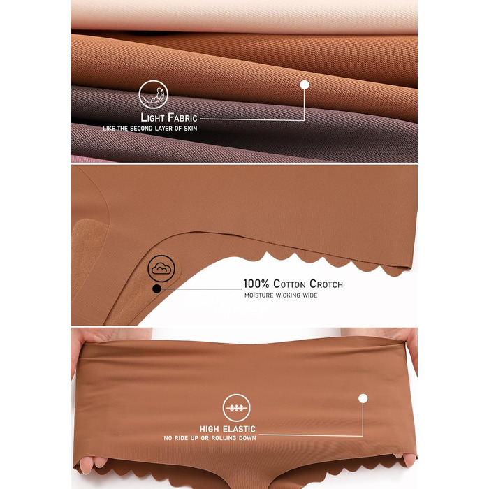 Тонгі жіночі A of SHE з високою талією, 6 шт. в упаковці, безшовні, з хвилястим краєм, сексуальні труси (M)