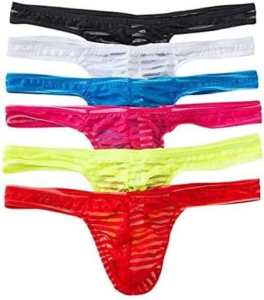 QiaTi чоловічі труси-стрінги, 6 шт. у наборі, мереживні, кольорові