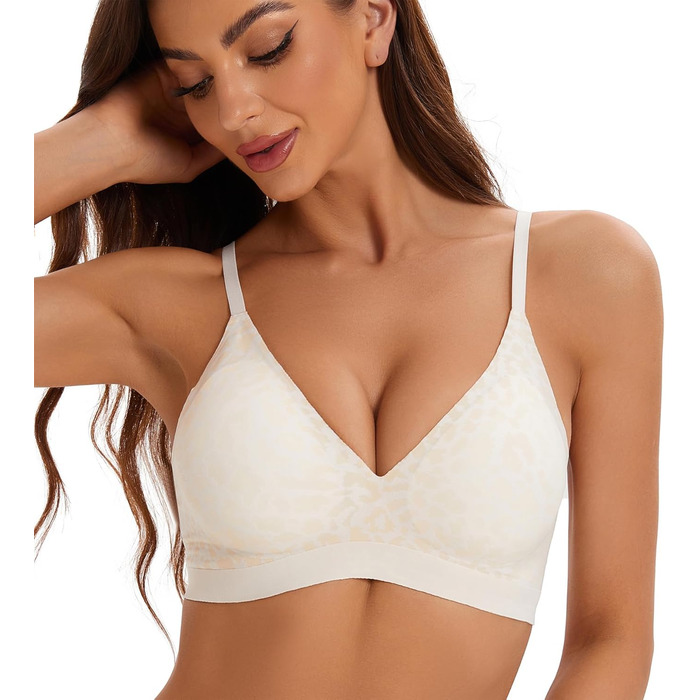 Бюстгальтер YaYiMei без кісточок для маленької груді, push-up, леопардовий принт, A-C чашка, XL, білий