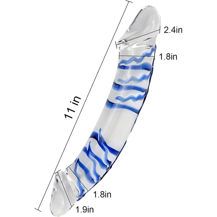 Секс-іграшка XoticPlay: дildo зі скла, анальний плагін з G-точкою, 28 см