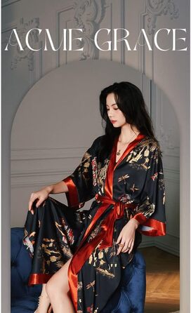 Легкий жіночий халат-кімоно з атласу, сауна, ванна, спа. Чорний, червоний, універсальний розмір.