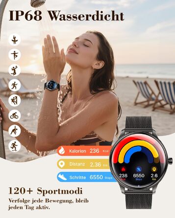 Смарт-годинник WalkerFit для жінок, круглий AMOLED дисплей 1.43