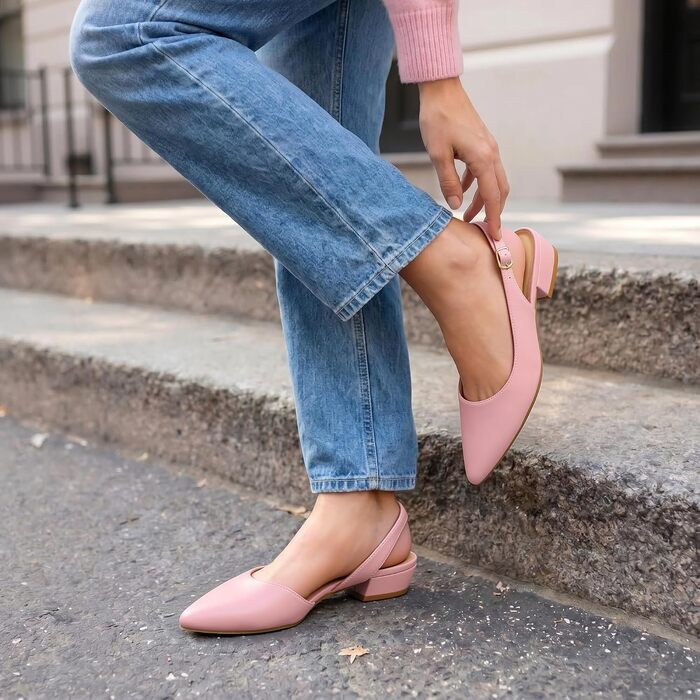 Жіночі туфлі-балетки Dream Pairs Slingback з відкритим каблуком, світло-рожеві, розмір 43 EU