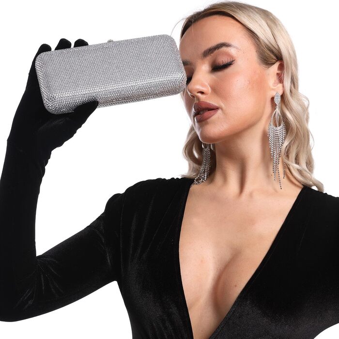 Жіночий вечірній клатч Boutique De FGG з кристалами та стразами, міні-сумка для весіль та вечірок (чорний)