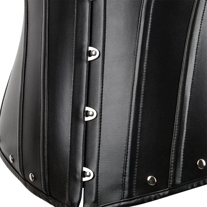 Жіноче корсетне боді Grebrafan з штучної шкіри, чорне, вінтажний стиль