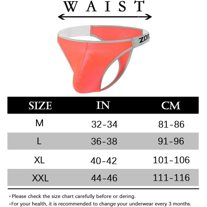 Танга чоловічі BIATWOWR з м'якої та зручної тканини. Модель з великим місцем для мішка. Оранжево-чорно-блакитні, розмір L