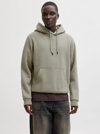 Чоловічий худі JACK & JONES Mae однотонний з капюшоном, колір Vetiver, розмір XS
