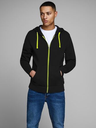 Чоловіча толстовка-худі на блискавці Jack & Jones Jjeholmen Noos, чорна (Reg Fit, XXL)