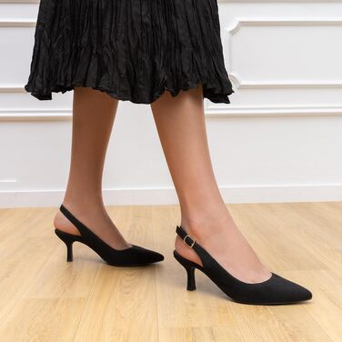 Жіночі туфлі-човники Dream Pairs Slingback на підборах, чорна замша, розмір 41 EU