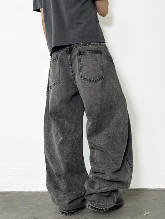 Чоловічі джинси Baggy в стилі хіп-хоп та скейтерські широкі штани Denim (сірі, розмір S)