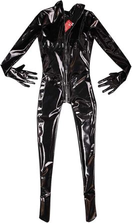 Комбінезон жіночий з еластичної шкіри (PVC) BESYFAY, глянцевий, чорний, XL