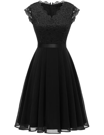 Елегантна коктейльна сукня Dressystar для гостей весілля, довжина до коліна, чорна, розмір XL