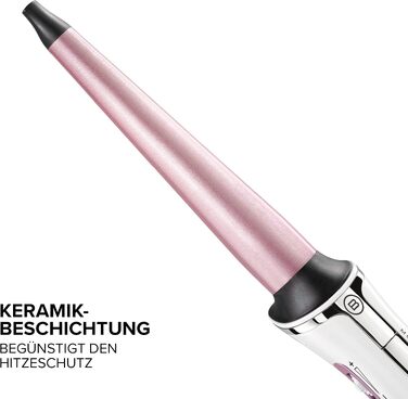 Конічний плойка для волосся Bellissima Iconic Curls з керамічним покриттям, діаметр 13-25 мм, регулювання температури 150-210°C, біла